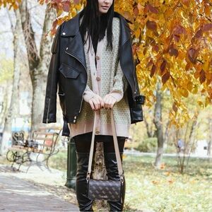 Beige and Green Patterned Cardigan